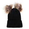 Fashion Parent-child Caps Cute Infant Baby Pompon Winter Hat Double Fur Ball Hat Mother Kids Warm Knitted Hat Newborn Beanie Cap