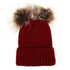 Fashion Parent-child Caps Cute Infant Baby Pompon Winter Hat Double Fur Ball Hat Mother Kids Warm Knitted Hat Newborn Beanie Cap