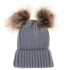 Fashion Parent-child Caps Cute Infant Baby Pompon Winter Hat Double Fur Ball Hat Mother Kids Warm Knitted Hat Newborn Beanie Cap