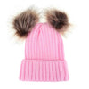 Fashion Parent-child Caps Cute Infant Baby Pompon Winter Hat Double Fur Ball Hat Mother Kids Warm Knitted Hat Newborn Beanie Cap