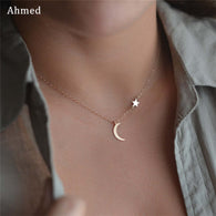 Ahmed Simple Star & Moon Pendant Necklace For Women New Bijoux Maxi Statement Necklaces Collier Fashion Jewelry