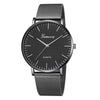 Modern Fashion Black Quartz Watch Men Women Mesh Stainless Steel Watchband High Quality Casual Wristwatch Gift for Female