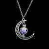 FAMSHIN 2019 New Hot Moon Glowing Necklace,Gem Charm Jewelry,Silver Plated,Women Halloween Hollow Luminous Stone Necklace Gifts