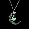 FAMSHIN 2019 New Hot Moon Glowing Necklace,Gem Charm Jewelry,Silver Plated,Women Halloween Hollow Luminous Stone Necklace Gifts