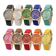 Luxury fashion casual gold women watches bracelet Women's Geneva Roman Numerals Faux Leather Analog Quartz Watch ASL