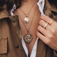 Ailend pendant necklace bohemian female double-layer necklace retro gold carved coin necklace jewelry new 2019